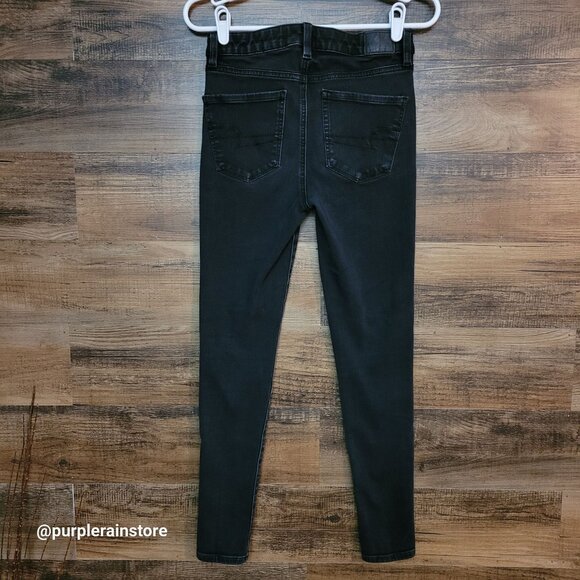 American Eagle Jeans 2 R Dream Jegging Super Hi Rise Tummy Control Black Wash - Picture 2 of 13